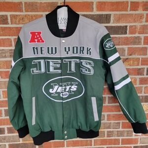 New York Jets NFL Embroidered Varsity Jacket Quilted Lining Applique Size XL NWT